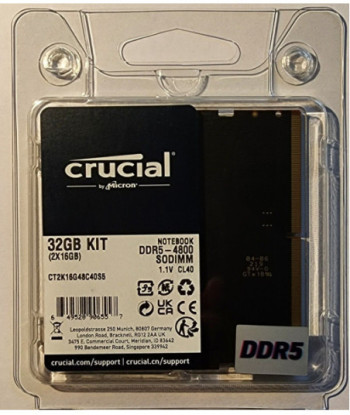 Crucial - DDR5 - kit - 32 GB: 2 x 16 GB - SO-DIMM 262-pin - 4800 MHz / PC5-38400 - unbuffered