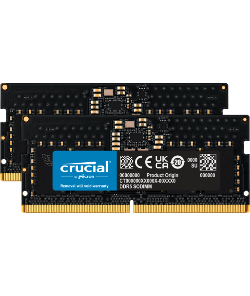 Crucial - DDR5 - kit - 16 GB: 2 x 8 GB - SO-DIMM 262-pin - 4800 MHz / PC5-38400 - unbuffered