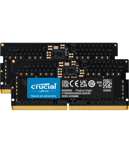 Crucial - DDR5 - kit - 16 GB: 2 x 8 GB - SO-DIMM 262-pin - 4800 MHz / PC5-38400 - unbuffered