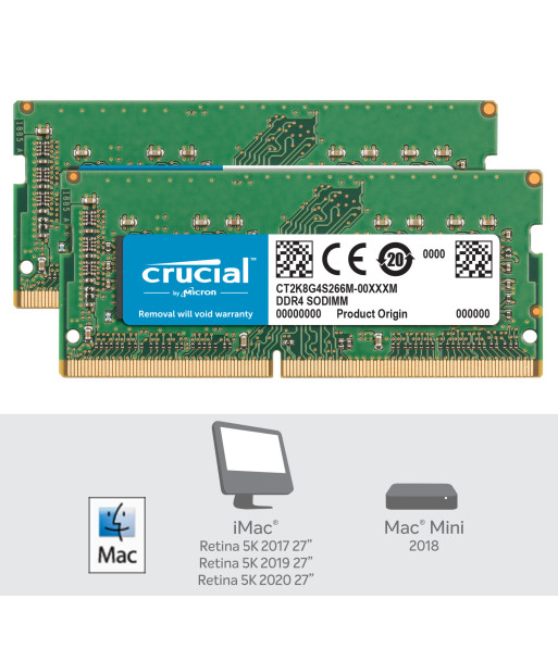 Crucial - DDR4 - kit - 16 GB: 2 x 8 GB - SO-DIMM 260-pin - 2666 MHz / PC4-21300 - unbuffered