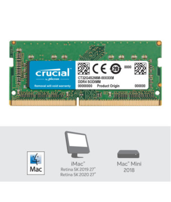 Crucial - DDR4 - module - 32 GB - SO-DIMM 260-pin - 2666 MHz / PC4-21300 - unbuffered