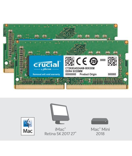 Crucial - DDR4 - kit - 16 GB: 2 x 8 GB - SO-DIMM 260-pin - 2400 MHz / PC4-19200 - unbuffered