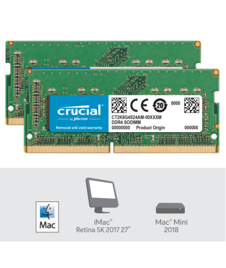 Crucial - DDR4 - kit - 16 GB: 2 x 8 GB - SO-DIMM 260-pin - 2400 MHz / PC4-19200 - unbuffered