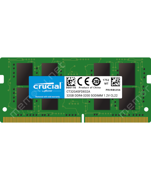 Crucial - DDR4 - module - 32 GB - SO-DIMM 260-pin - 3200 MHz / PC4-25600 - unbuffered