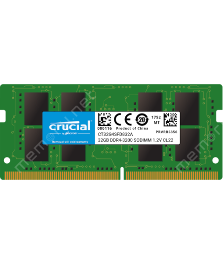 Crucial - DDR4 - module - 32 GB - SO-DIMM 260-pin - 3200 MHz / PC4-25600 - unbuffered