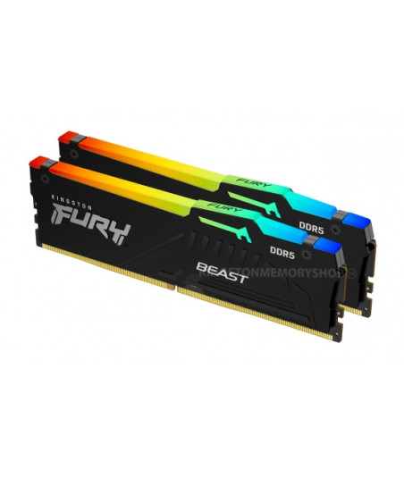 Kingston FURY Beast RGB - DDR5 - kit - 32 GB: 2 x 16 GB - DIMM 288-pin - 6000 MHz / PC5-48000 - unbuffered